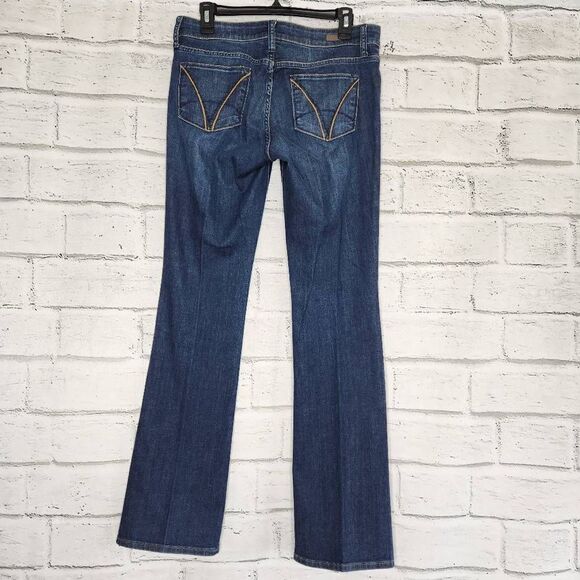 Kut Women's Dark Wash Blue Low Rise Farrah Baby Bootcut Denim Jeans Size 6 - Picture 5 of 14
